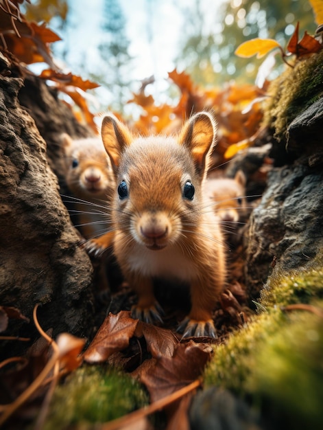 An agile squirrel scurrying up a tree in search of acorns