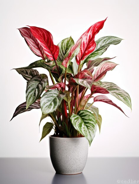 Aglaonema Chinese Evergreen Studio Shot Isolated on Clear Background Generative AI