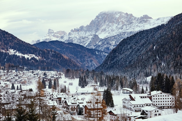 Agordo city in winter season