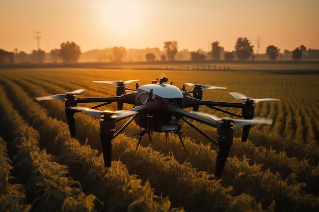 Agricultural drone against the field