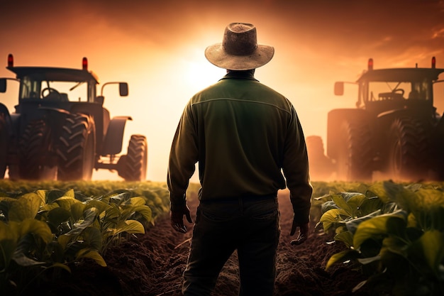 сельскохозяйственная фотография с трактором в поле