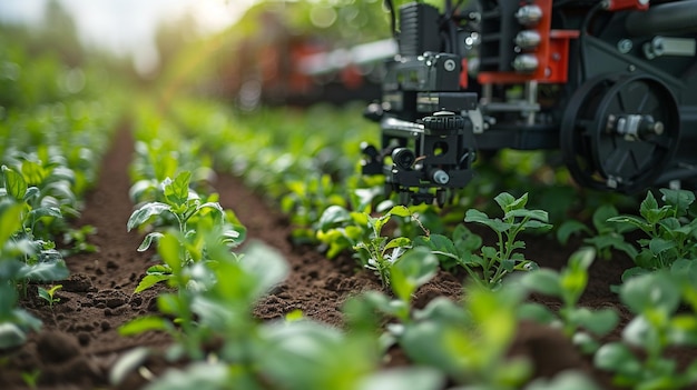 Photo agricultural robots planting seeds wallpaper