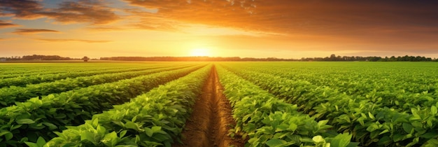 Agricultural soy plantation on field