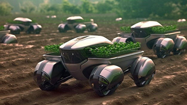 Photo agricultural technology generative ai smart robotic farmers and