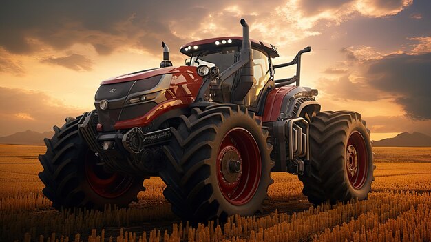 Agricultural tractor isolated on background 3D rendering futuristic tractor illustration