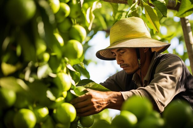 Agricultural worker picking up criticus