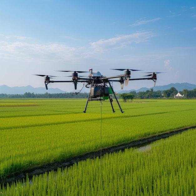 Agriculture drone fly to sprayed fertilizer Generative Ai