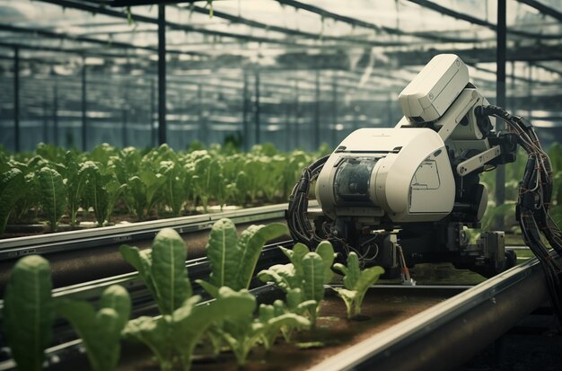 Photo agriculture evolves with a robotic arm ensuring optimal plant growth in a controlled environment