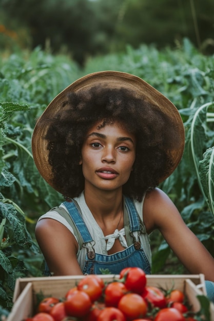 Agriculture farm and portrait of black woman with vegetables natural produce and organic food