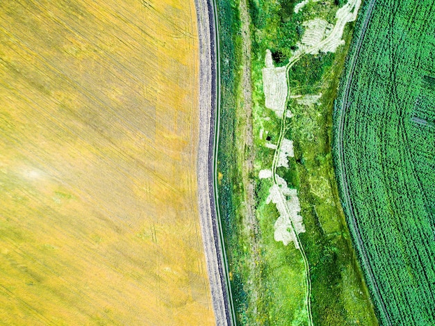 agriculture fields from above top view aerial shoot