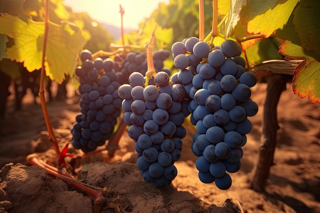 Agriculture grapes are growing in the fields Generative Ai