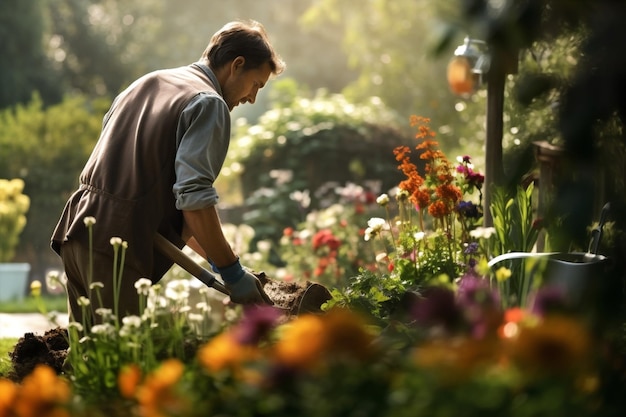 Photo agriculture man business picking flower plant gardener horticulture farmer working organic