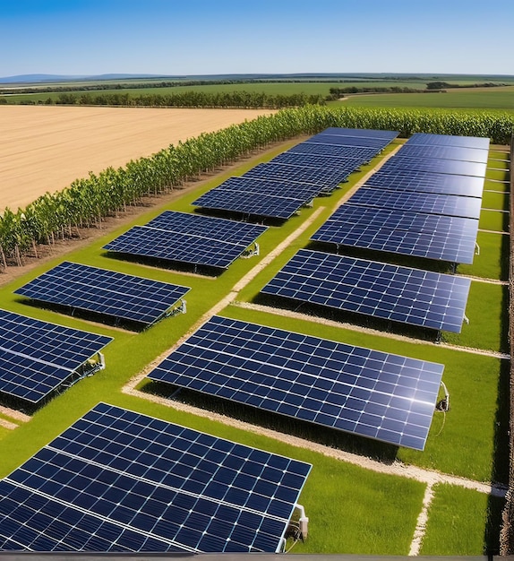 Agriculture meets technology solar panels amidst lush green fields