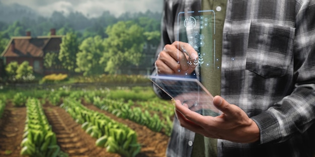 agriculture and modern technology farmer using smart farming technologies using ai