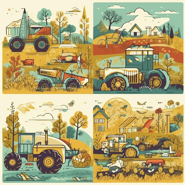 Agriculture nature and farming harvest tractor