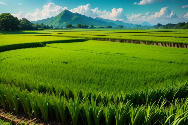 Photo agriculture planting paddy rice grain farm field wallpaper background nature landscape