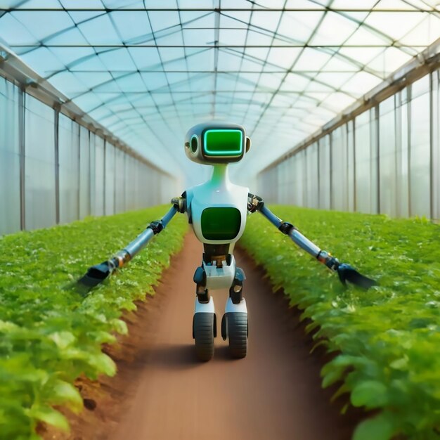 Photo agriculture robotic and autonomous car working in smart farm