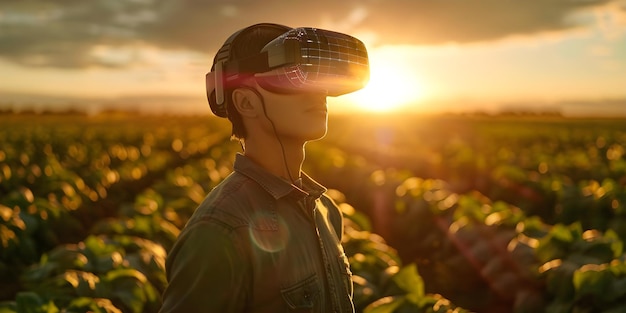 Agriculture technology integration VR AI machine learning and digital twins optimizing farming Concept Agriculture Technology VR for Farming AI in Agriculture Machine Learning