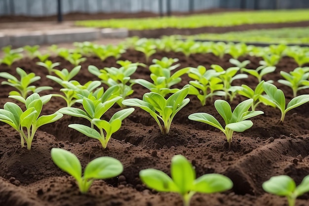 Agriculture Technology Seedlings are green brown soilBeautiful exuberance