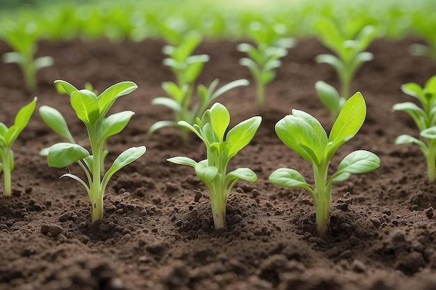農業技術 種子は緑色の茶色の土 美しい豊かさ