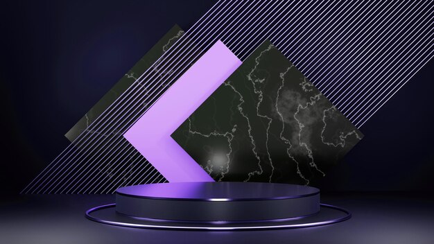 AH black purple cylinder podium pedestal product display luxury abstract background 3d rendering