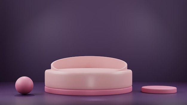 AH Moderne podium 3d achtergrond met realistische roze kleur 3D-rendering