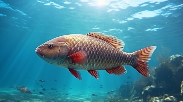 Aholehole fish swimming fresh underwater picture ai generated image