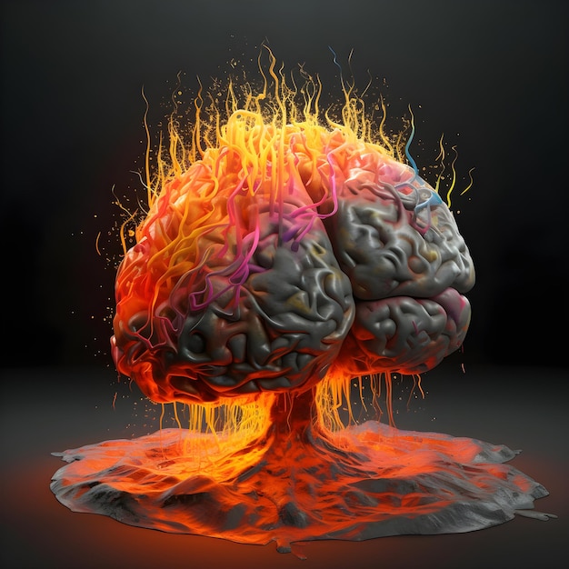 Ai 3D brain concept showing mental health dementia Alzheimers mental illness healthcare