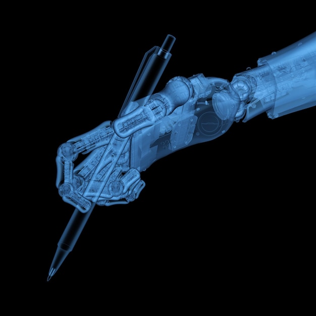 사진 xray 로봇 쓰기 조수 핸드 홀드 펜이 있는 ai 아트 생성기