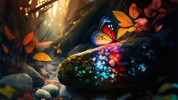 AI art illustration butterfly fall wallpaper