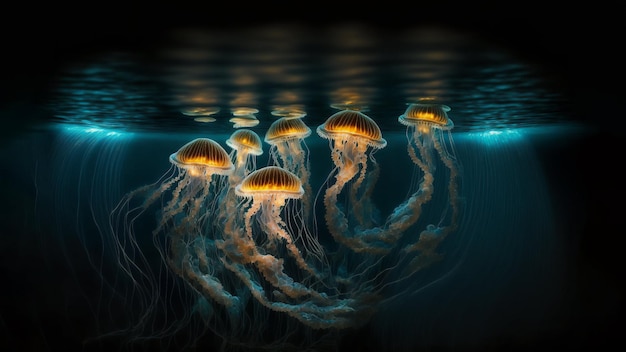 AI art jellyfish underwater wallpaper