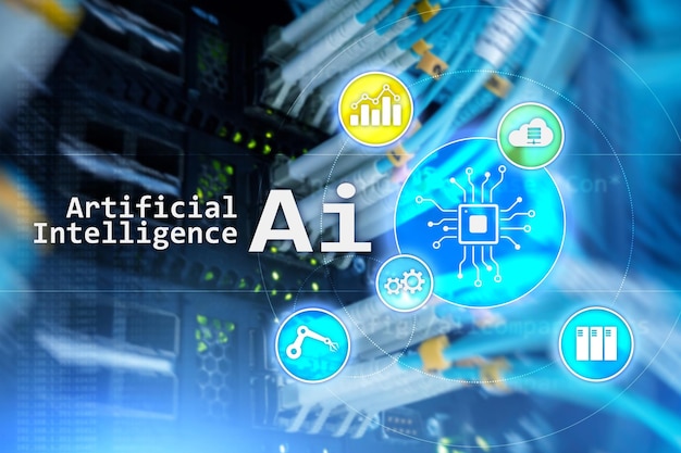 AI Artificial intelligence automation and modern information technology concept on virtual screen