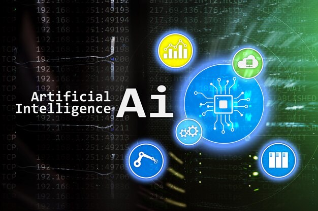 AI Artificial intelligence automation and modern information technology concept on virtual screen