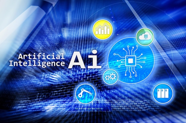 AI Artificial intelligence automation and modern information technology concept on virtual screen