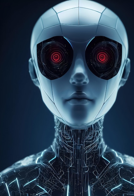 AI or artificial intelligence in humanoid head Technology future concept Digital 3D illustration