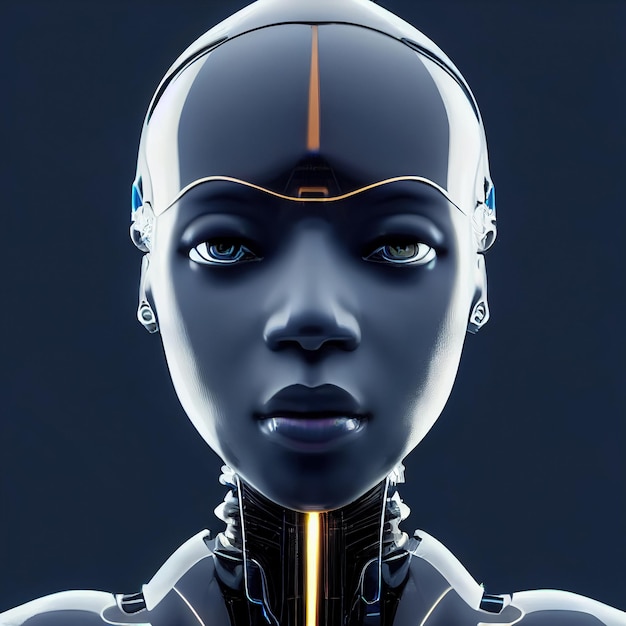 AI or artificial intelligence in humanoid head Technology future concept Digital 3D illustration