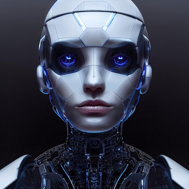 Photo ai or artificial intelligence in humanoid head technology future concept digital 3d illustration