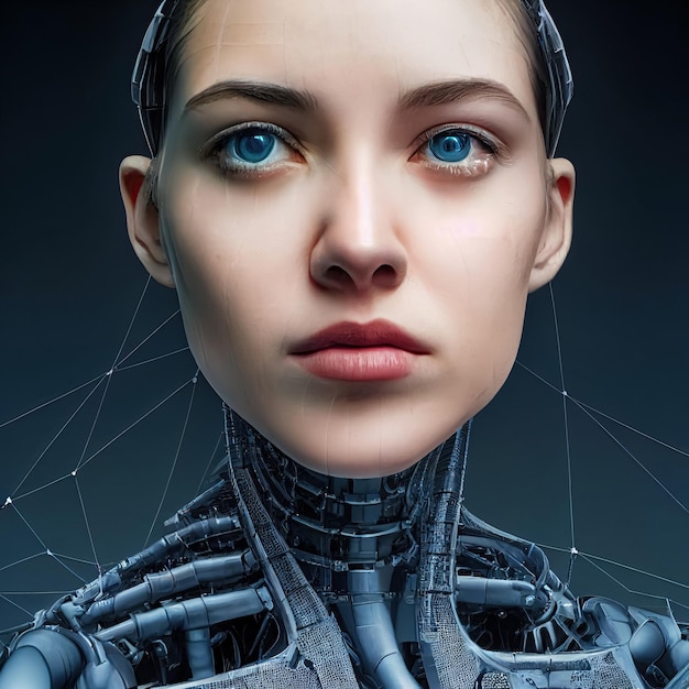 AI or artificial intelligence in humanoid head Technology and science future concept