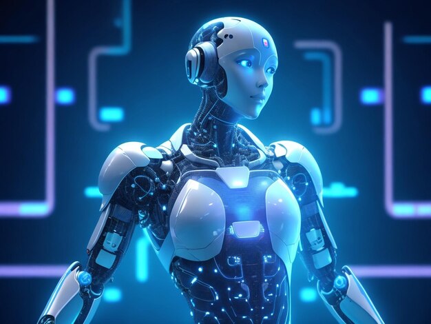 AI Artificial intelligence in humanoid with futuristic technology background