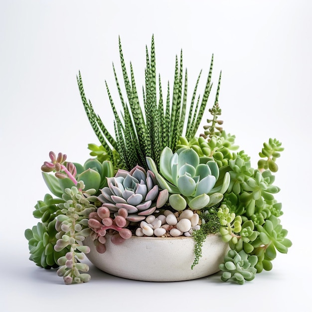 AI Beautiful Succulent Plant Pot on a White Background