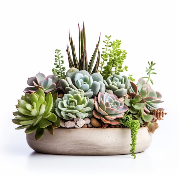 AI Beautiful Succulent Plant Pot on a White Background