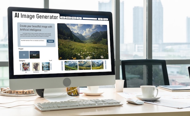 AI beeldgenerator software biedt foto's aan gebruikers via tekst prompt comfortabel
