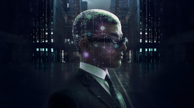 AI businessman in a suit professional machine robot generative AI