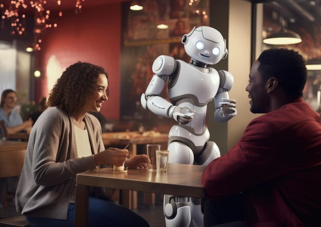 Photo an ai chatbot interacting with customers on a digital marketing platform illustrating personalized