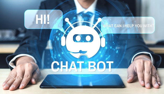 AI Chatbot smart digital customer service application concept.