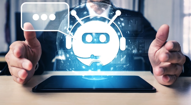 AI Chatbot smart digital customer service application concept.