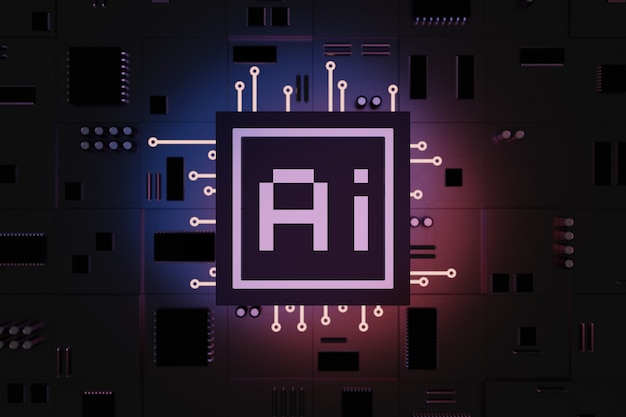 Photo ai chipset processor on computer mainboard