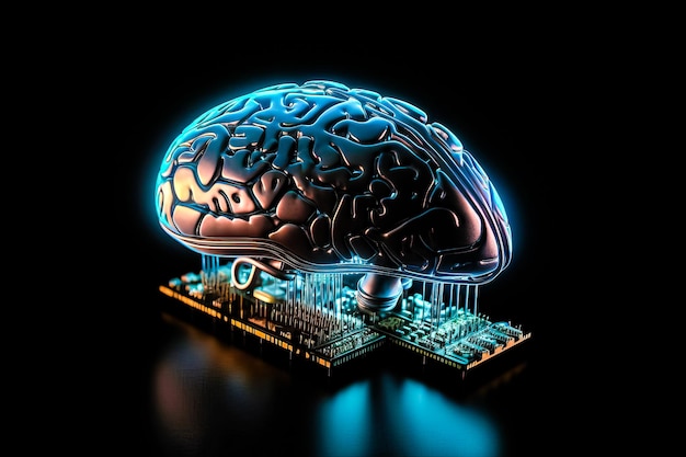 Ai chipset with human brain on computer circuit board Artificial intelligence Data mining and Deep learning modern computer technology Ai CPU concept