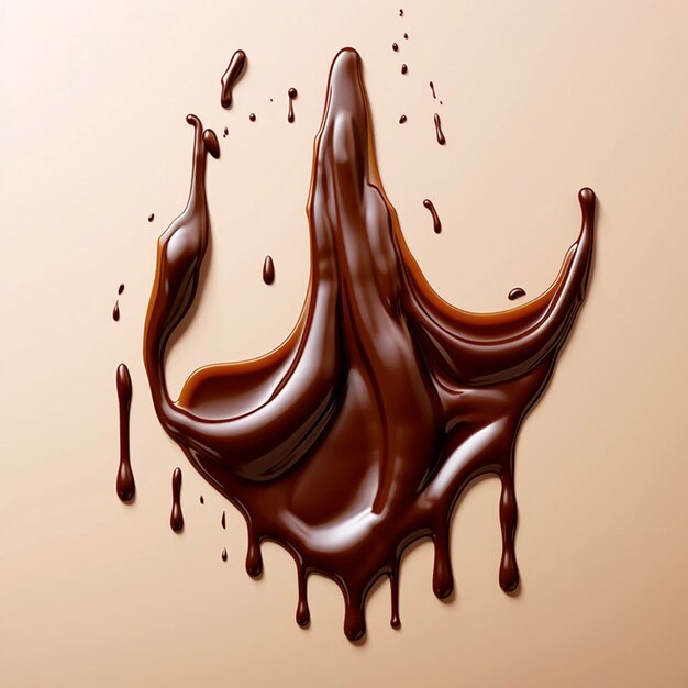 Foto salsa liquida allo sciroppo di cioccolato con gocce di cioccolato ai