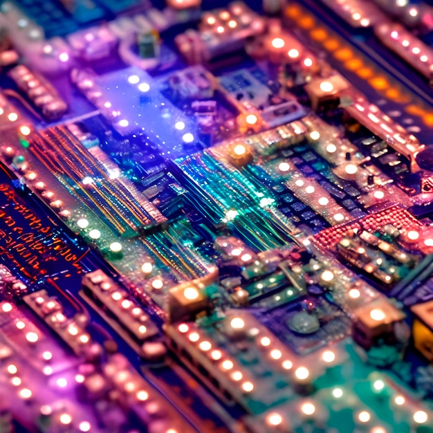 AI of a circuit board with intricate electronic components and chips